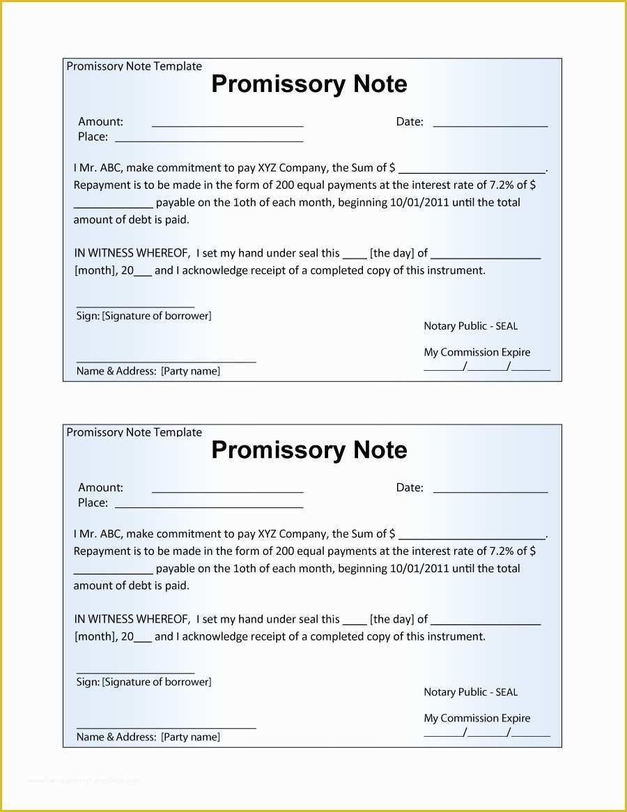 Promissory Note Free Template Download Of 45 Free Promissory Note Templates & forms [word & Pdf