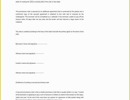 Promissory Note Free Template Download Of 8 Secured Promissory Note Template Free Download