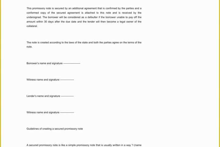 Promissory Note Free Template Download Of 8 Secured Promissory Note Template Free Download