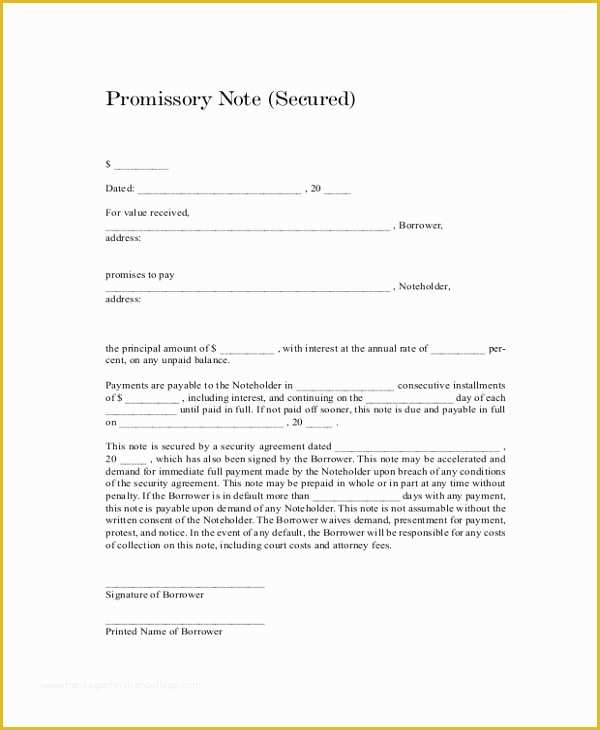 Promissory Note Free Template Download Of Free Promissory Note Template Pdf Free Download