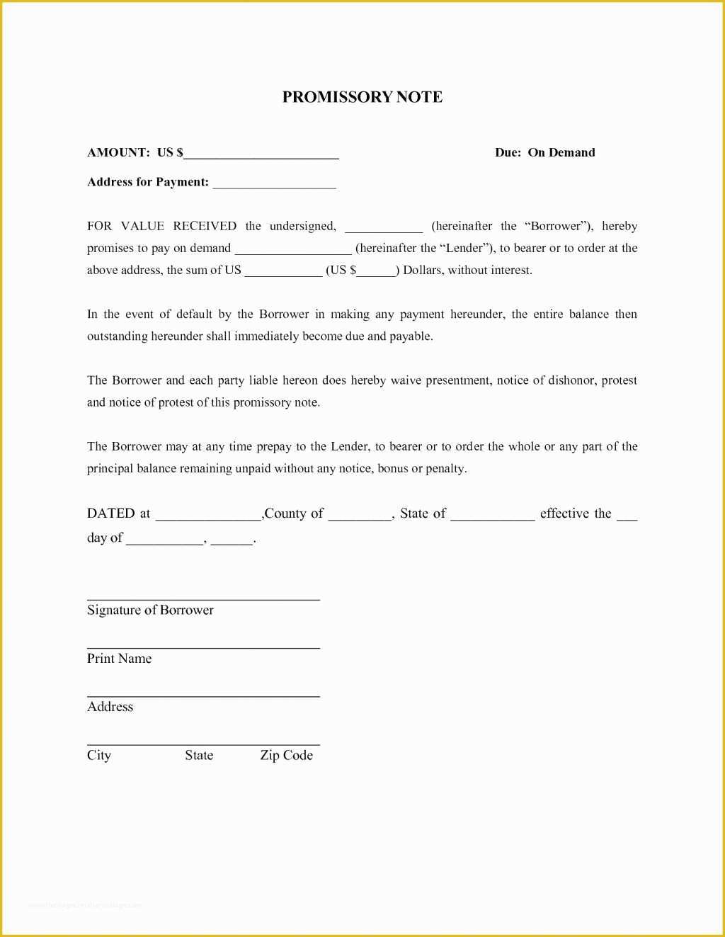 Promissory Note Free Template Download Of Promissory Letter Template Gallery