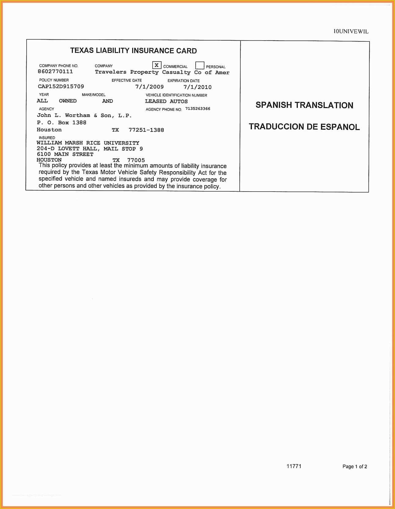 Proof Of Auto Insurance Template Free Of Car Insurance Card Template Free Auto Insurance Card