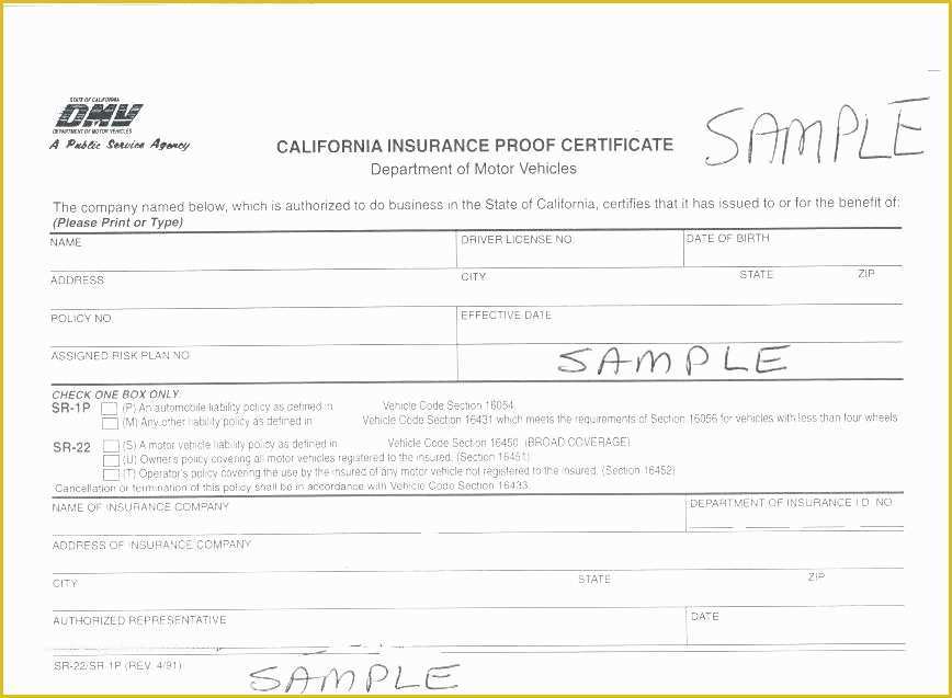 Proof Of Auto Insurance Template Free Of Car Insurance Certificate Template