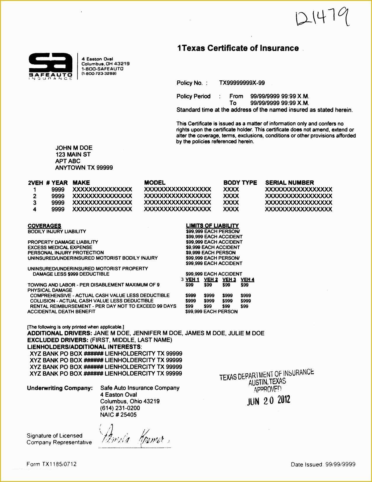 Proof Of Auto Insurance Template Free Of Classic Graph Proof Auto Insurance Template