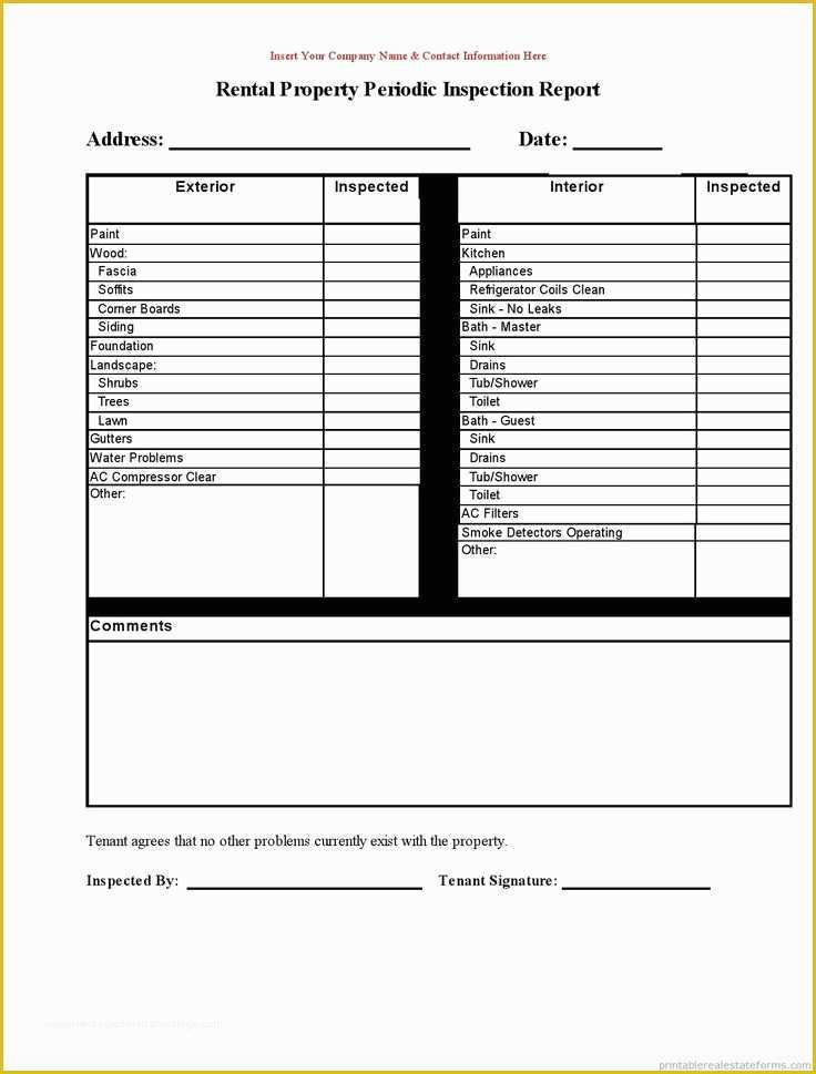 Property Condition Report Template Free Of Free Printable Rental Property Periodic Inspection Report