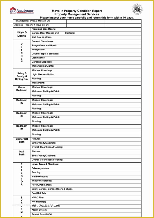 Property Condition Report Template Free Of Move In Property Condition Report Template Printable Pdf