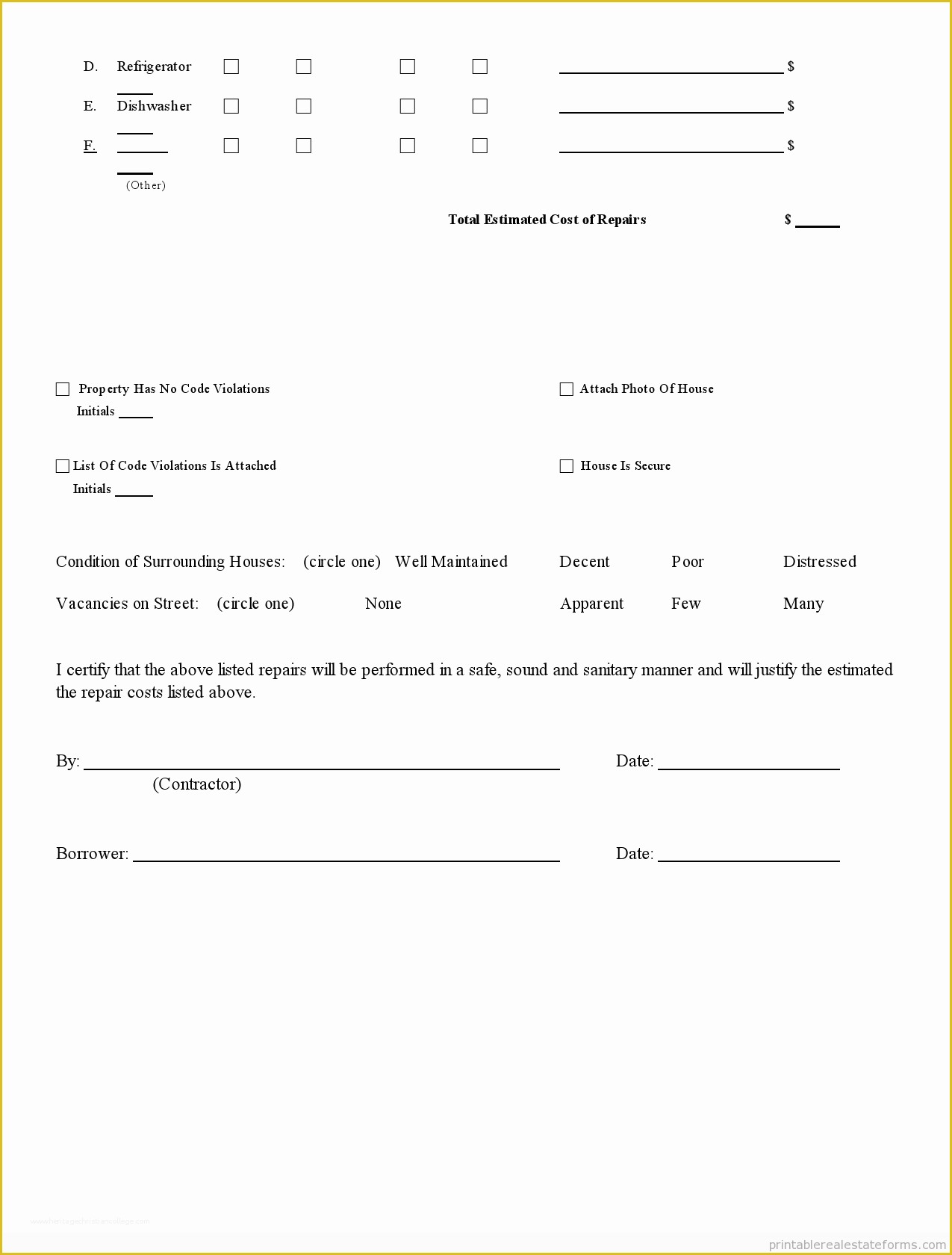 Property Condition Report Template Free Of Printable Sample Investment Property Inspection Report