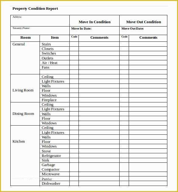 Property Condition Report Template Free Of Sample Rental Inventory Template 18 Free Excel Pdf