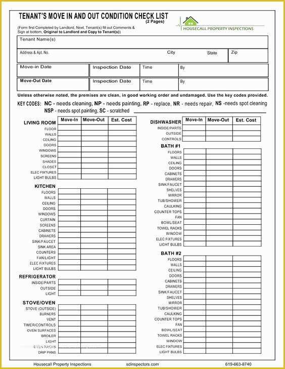 Property Condition Report Template Free Of Tenant Move In Move Out Checklist Checklist Rental