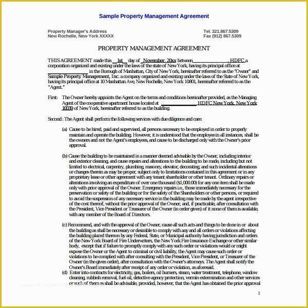 Property Management Agreement Template Free Of 6 Property Management Agreement Templates Pdf