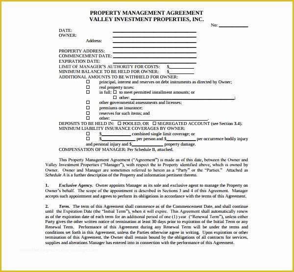 Property Management Agreement Template Free Of 6 Property Management Agreement Templates Pdf