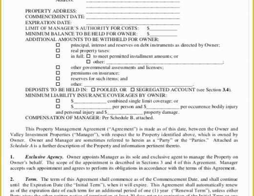 Property Management Agreement Template Free Of 8 Sample Mercial Property Management Agreements Word