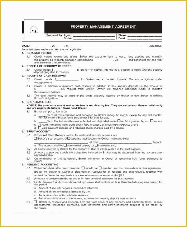 Property Management Agreement Template Free Of 8 Sample Property Management Agreements