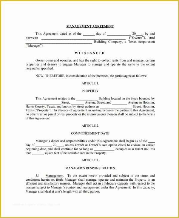 Property Management Agreement Template Free Of 8 Sample Property Management Agreements