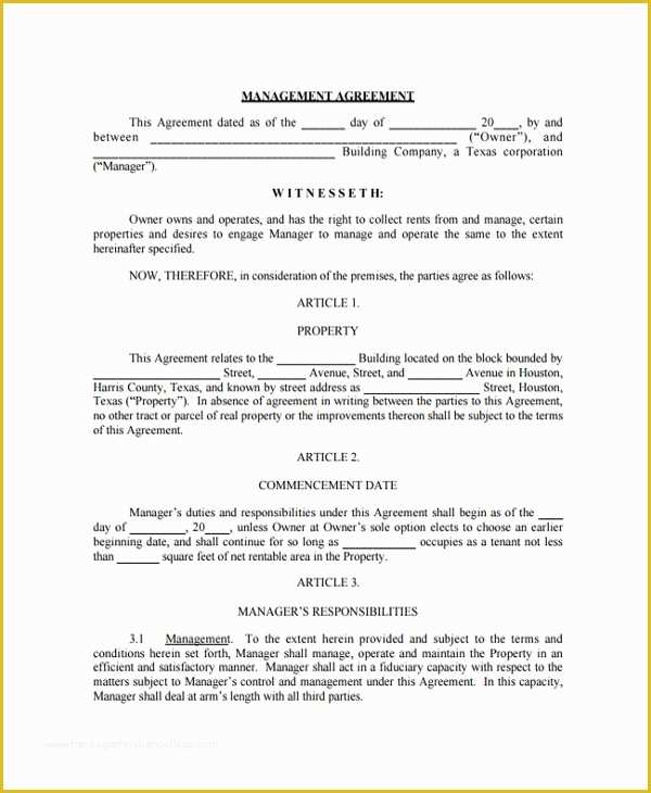 Property Management Agreement Template Free Of 8 Sample Property Management Agreements