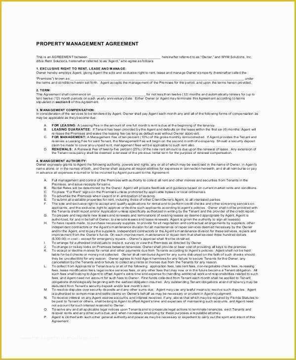 Property Management Agreement Template Free Of 8 Sample Property Management Agreements