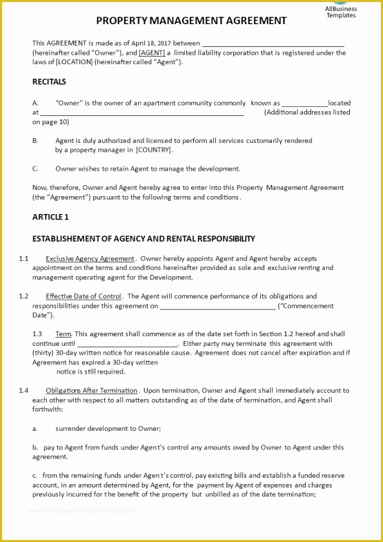 Property Management Agreement Template Free Of Free Property Maintenance Log Template