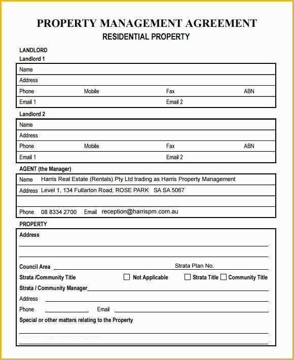 Property Management Agreement Template Free Of Property Management Agreement 10 Download Free