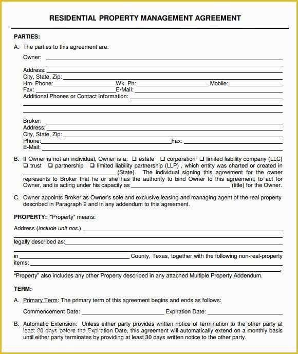 Property Management Agreement Template Free Of Property Management Agreement 10 Download Free