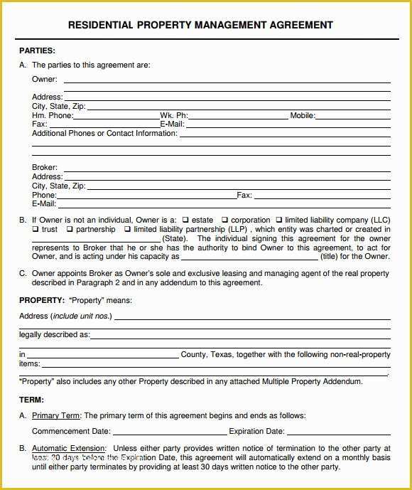 Property Management Agreement Template Free Of Property Management Agreement 10 Download Free