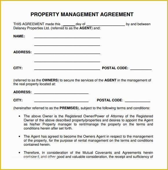 Property Management Agreement Template Free Of Property Management Agreement 10 Download Free