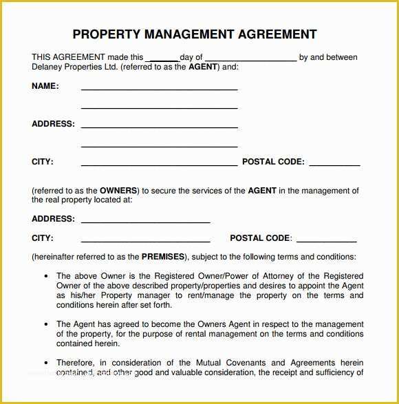 Property Management Agreement Template Free Of Property Management Agreement 10 Download Free