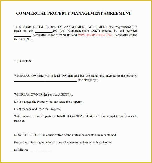 Property Management Agreement Template Free Of Property Management Agreement 10 Download Free