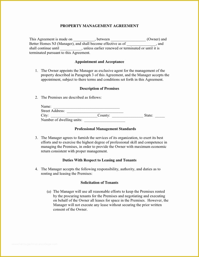 Property Management Agreement Template Free Of Property Management Agreement Doc