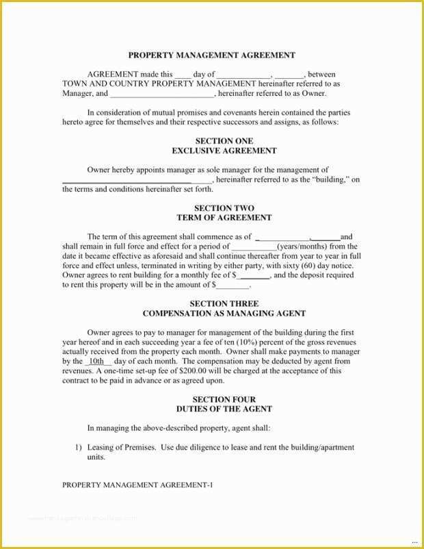 Property Management Agreement Template Free Of Property Management Contract Agreement original Property