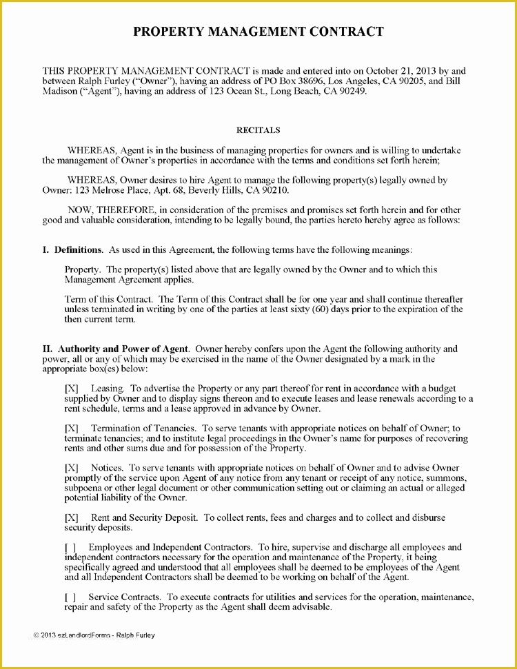 Property Management Agreement Template Free Of Property Management Contract forms & Rental Docs