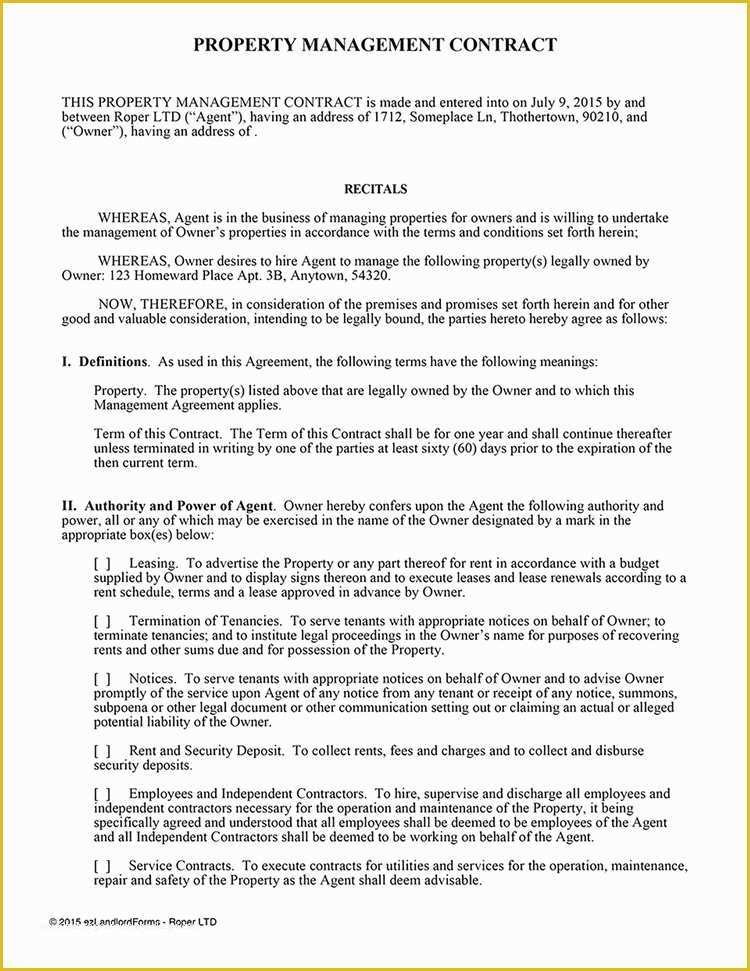 Property Management Agreement Template Free Of Property Management Contract Template Invitation Template