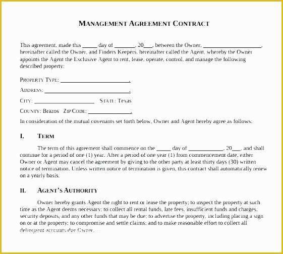 Property Management Agreement Template Free Of Property Manager Agreement Template Sample Lease Agreement