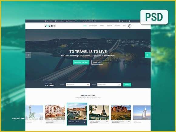 Psd Website Templates Free Download 2017 Of Voyage Free Travel Psd Template Freebiesbug
