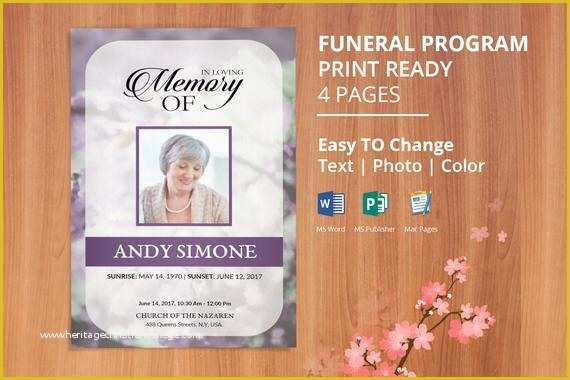 Publisher Funeral Program Template Free Of Printable Funeral Program Template Memorial Obituary