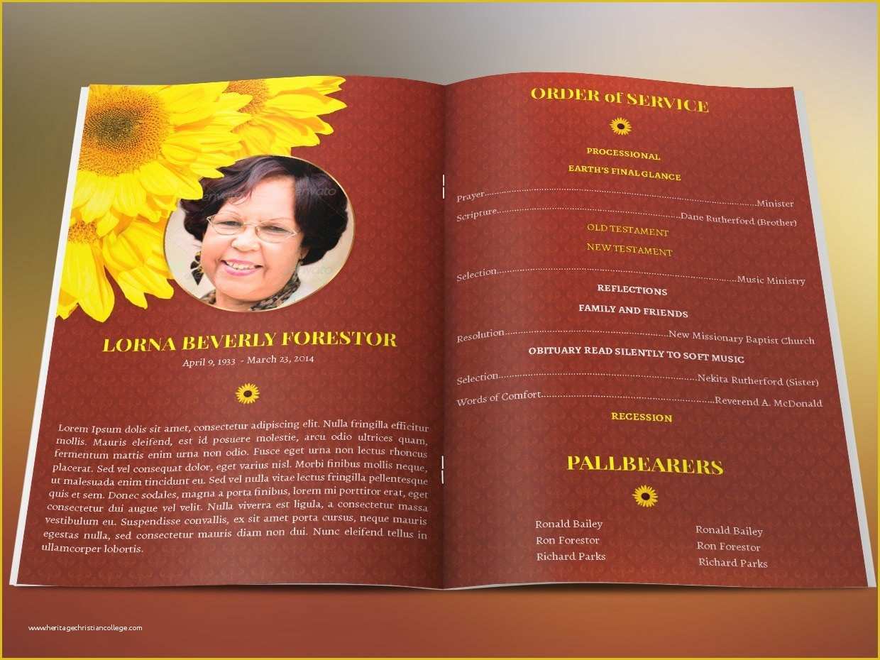 Publisher Funeral Program Template Free Of Sunflower Funeral Program Template Publisher