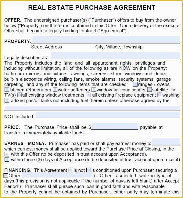 Purchase Agreement Real Estate Template Free Of 10 Best Of Real Estate Purchase Agreement form
