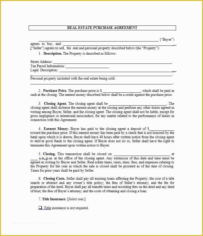 Purchase Agreement Real Estate Template Free Of 37 Simple Purchase Agreement Templates [real Estate Business]