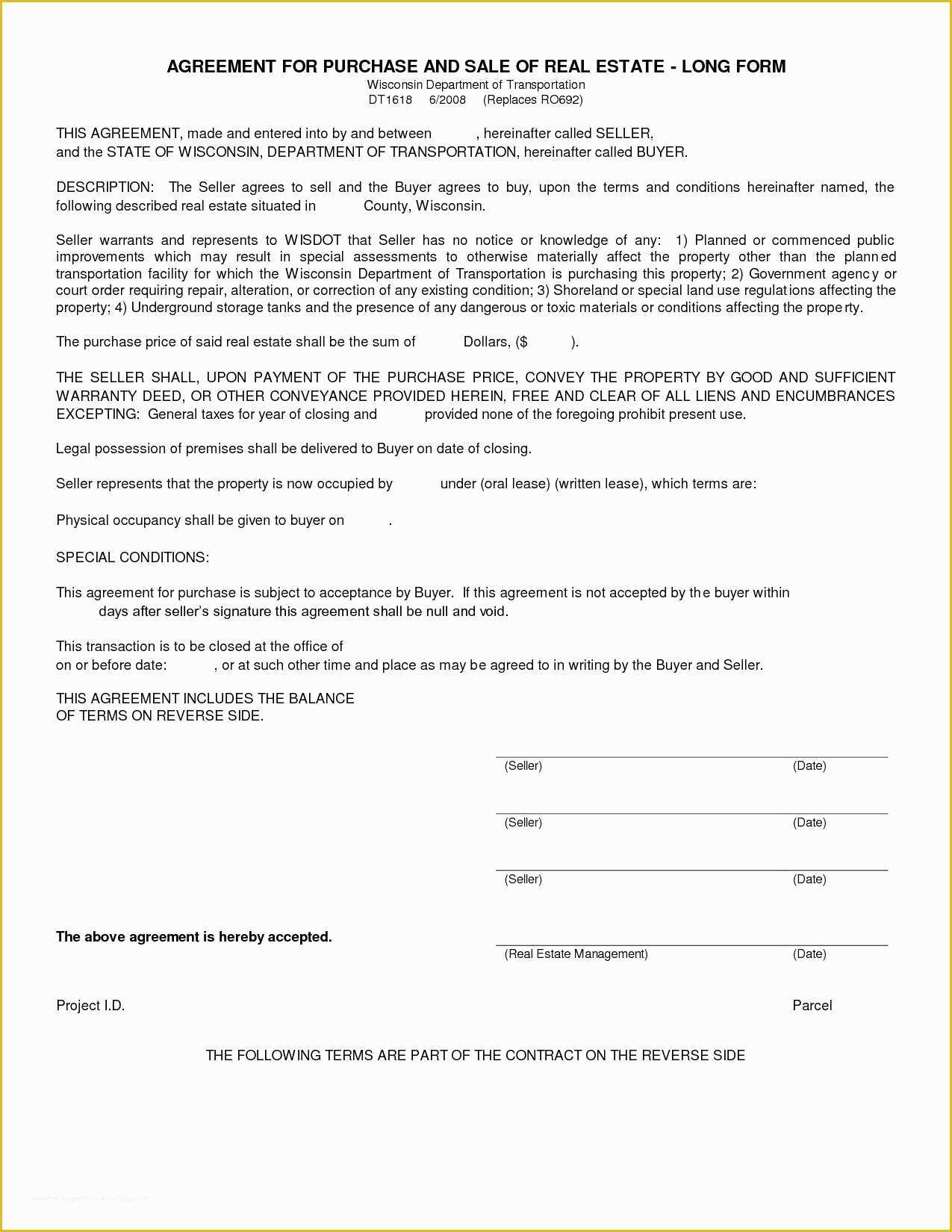 Purchase Agreement Real Estate Template Free Of Mercial Real Estate Purchase Agreement form Wisconsin