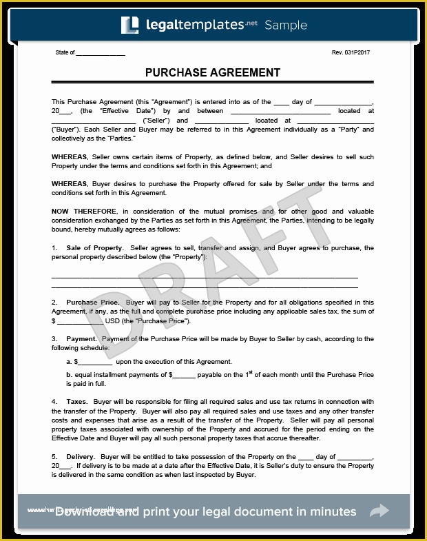Purchase Agreement Real Estate Template Free Of Purchase Agreement Template