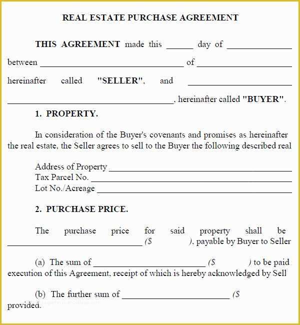 Purchase Agreement Real Estate Template Free Of Real Estate Purchase Agreement 7 Free Pdf Download