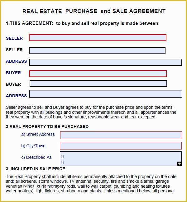 56 Purchase Agreement Real Estate Template Free