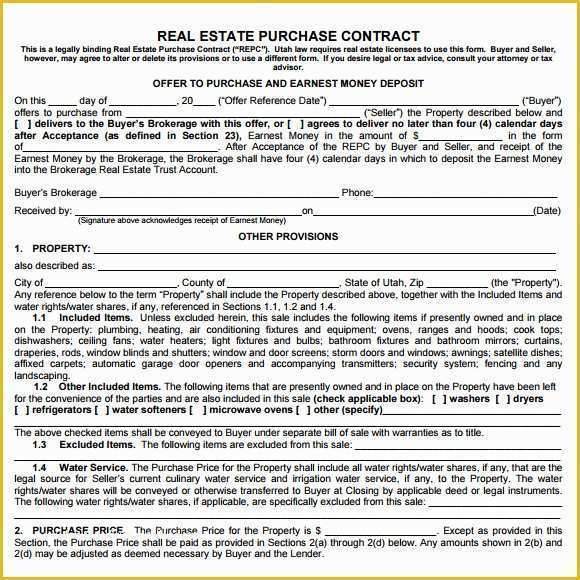 Purchase Agreement Real Estate Template Free Of Sample Real Estate Purchase Agreement 7 Examples format