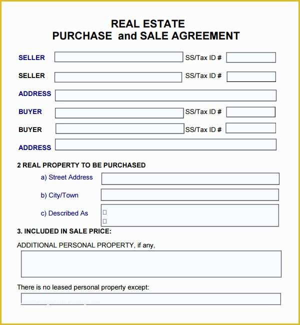 Purchase Agreement Real Estate Template Free Of Standard Purchase and Sale Agreement for Real Estate