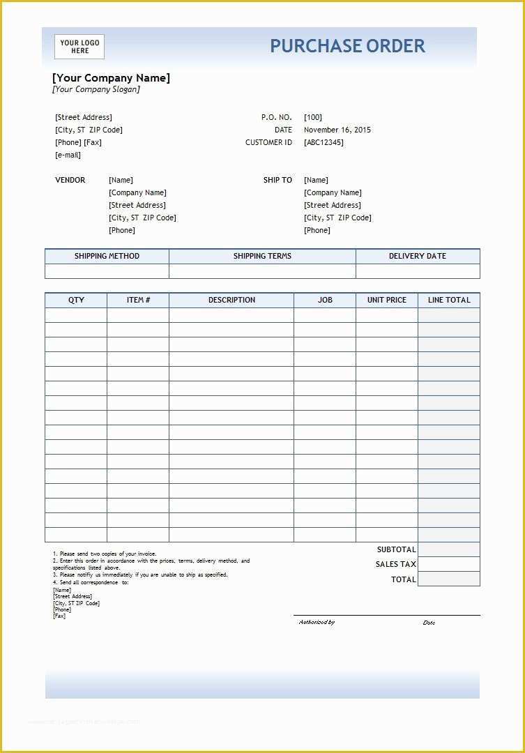 Purchase order Template Free Download Of 37 Free Purchase order Templates In Word &amp; Excel