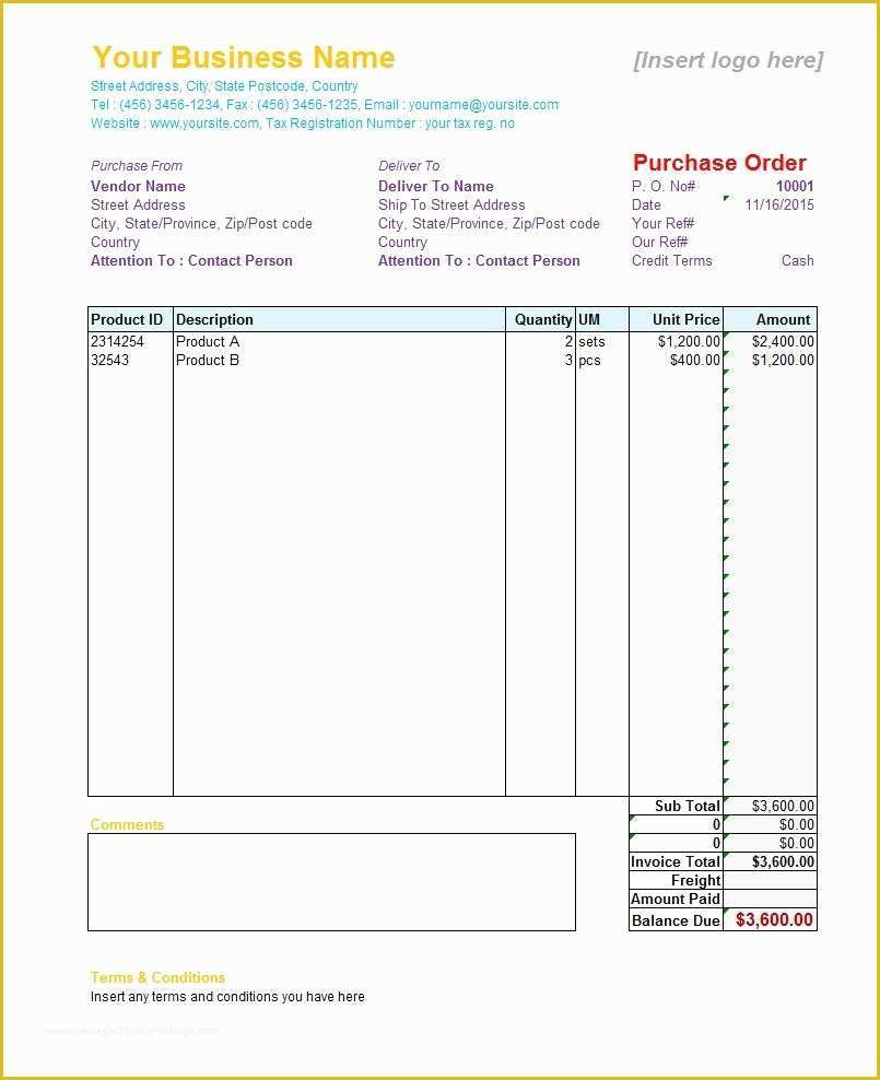 Purchase order Template Free Download Of 39 Free Purchase order Templates In Word & Excel Free