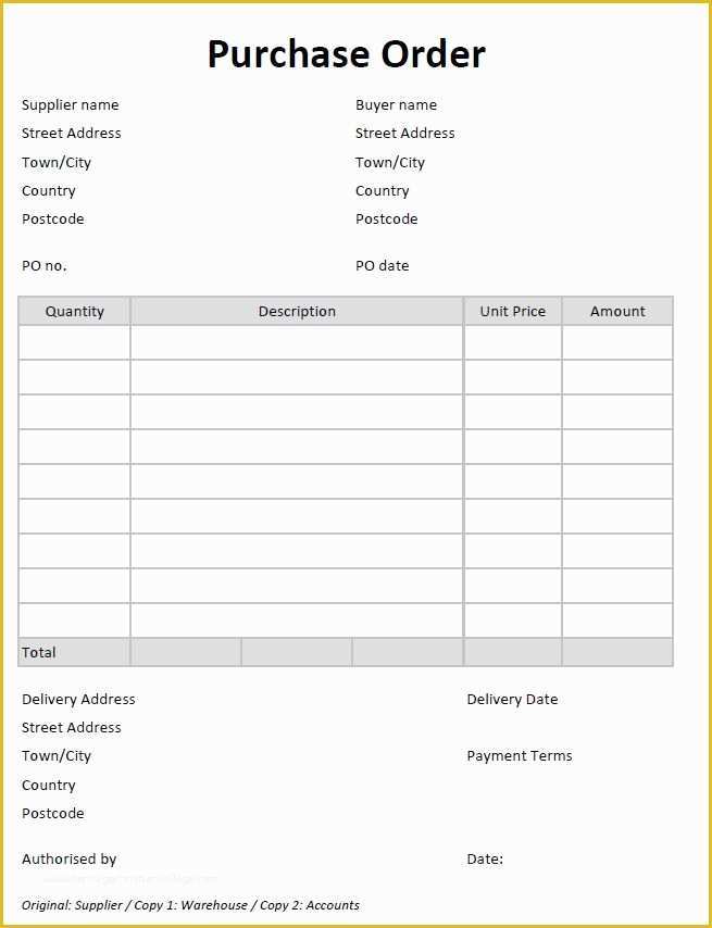 Purchase order Template Free Download Of 5 Purchase order Templates Excel Pdf formats