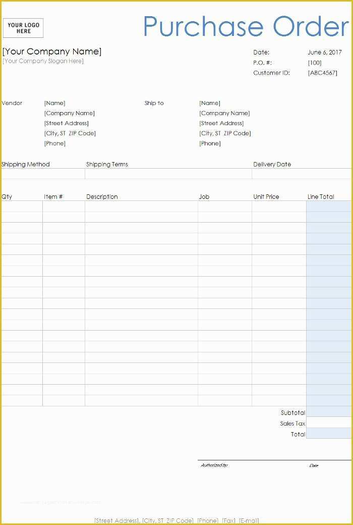 Purchase order Template Free Download Of Free Purchase order Templates