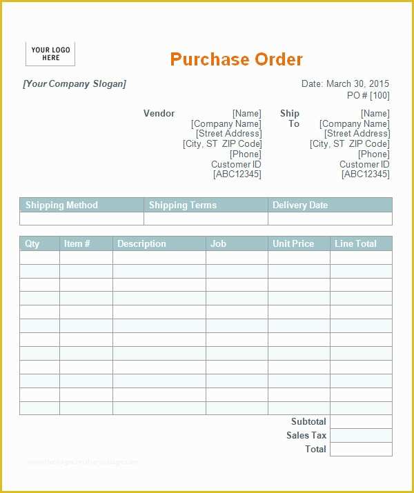 Purchase order Template Free Download Of Purchase order Template