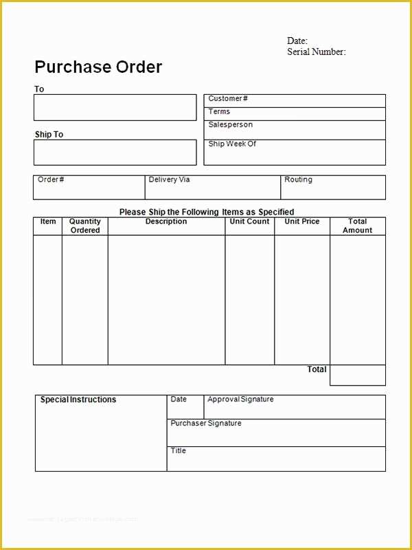 Purchase order Template Free Download Of Purchase order Template Word