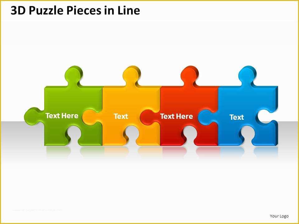 Puzzle Powerpoint Template Free Of 3d Puzzle Pieces In Line Powerpoint Presentation Slides